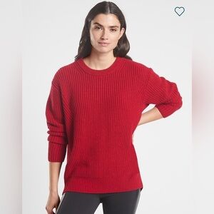 Athleta Cascades Wool Blend Crew Sweater - Candy Red - Size XS